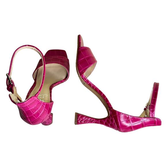 Vince Camuto Reesera Deep Magenta Croco Sandal Women's 5M NWB Barbie Square - Picture 7 of 10